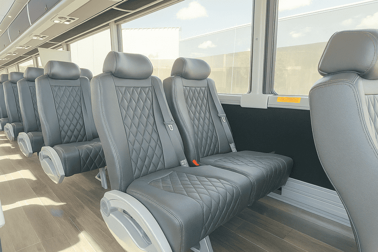 interior of Carlsbad Shuttle Bus Rentals charter bus